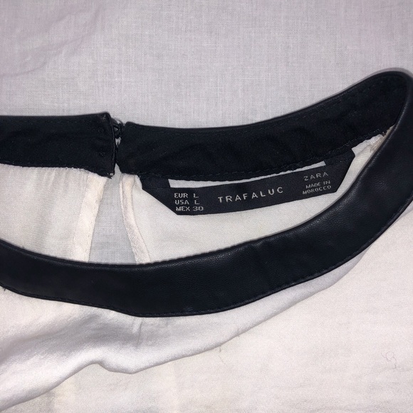 Zara Silky Blouse with Faux Leather Detail - Picture 3 of 4
